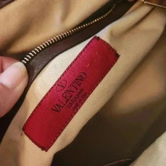 Valentino Garavani Brown Studded Satchel Tote Bag - Picture 7 of 16